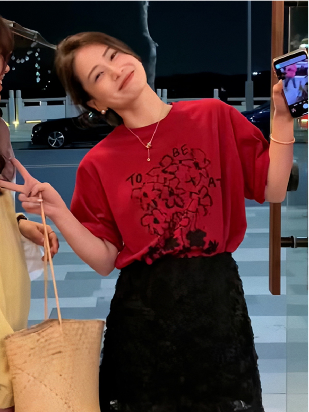 American Retro Red round-Neck Printed Half Sleeve 2025 Summer New Pure Cotton Short Sleeve T-Shirt Female Stylish Niche Style
