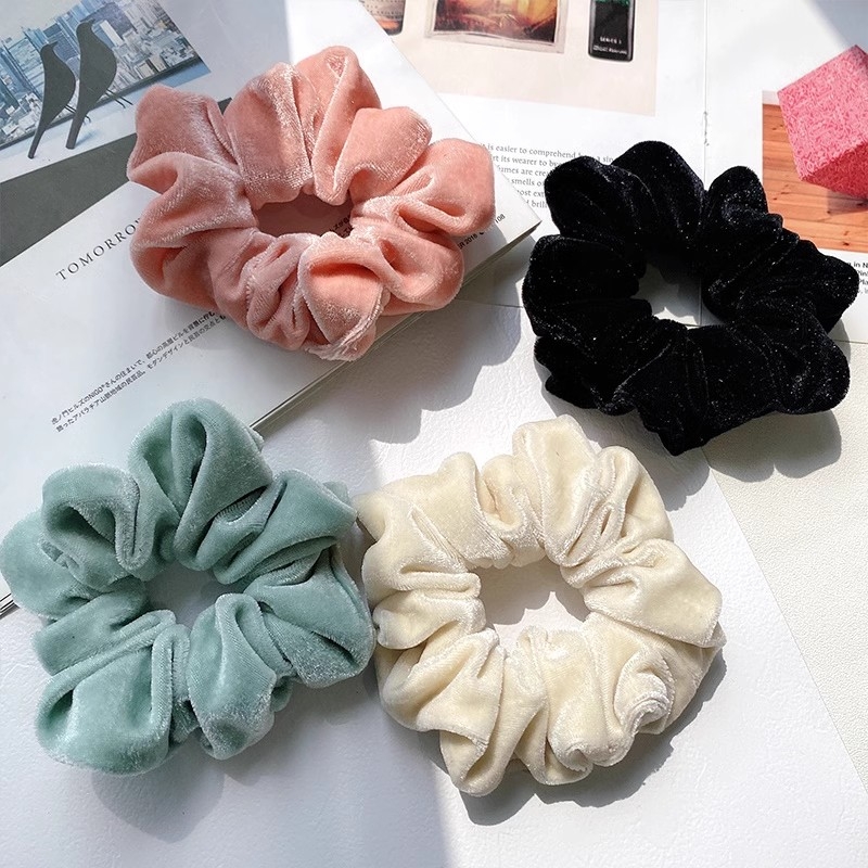 [1] French Suede Large Intestine Hair Ring Black