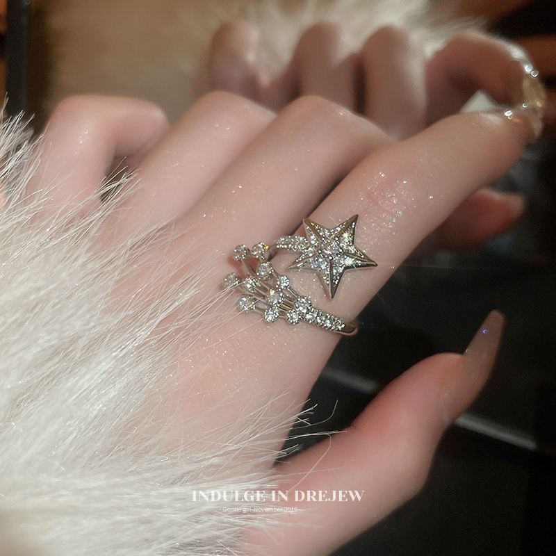 Zircon Five-Pointed Star Open Ring Female Accessible Luxury Fancy Index Finger Ring 2025 New Arrival Best Selling Personalized Bracelet