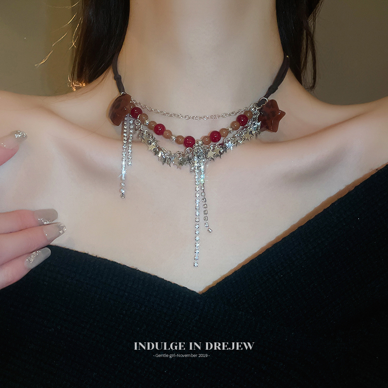 Sweet Cool Diamond XINGX Collar Choker High-Grade Light Luxury Niche Beaded Necklace Women New Neck Chain Accessories