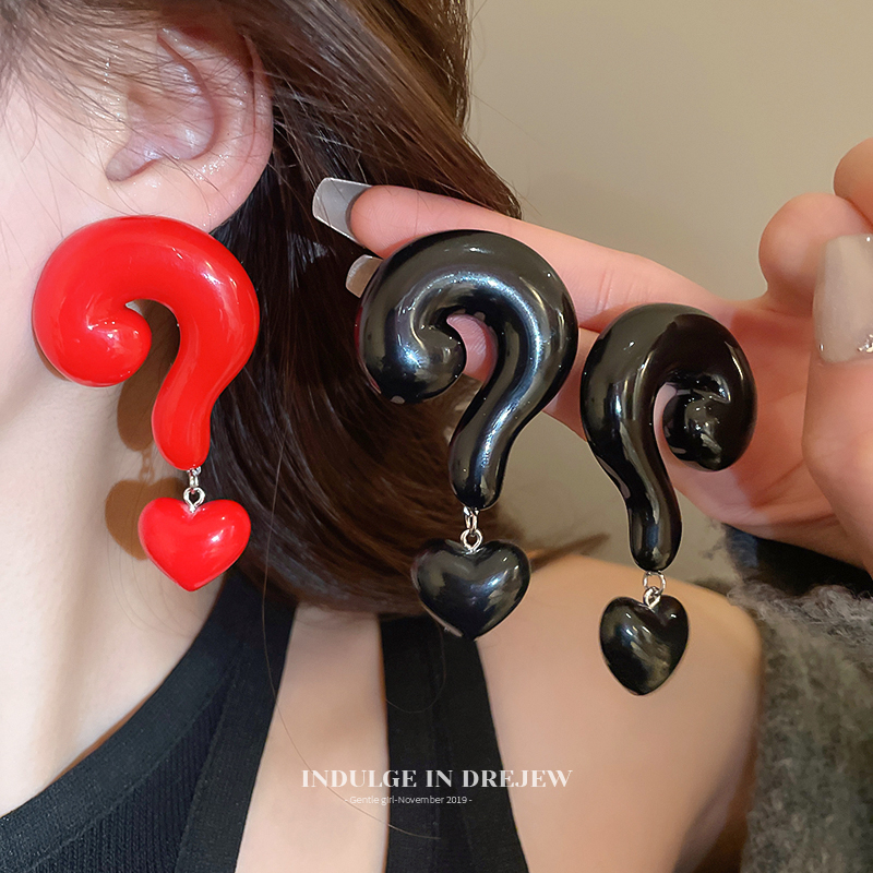 Exaggerated Question Mark Red Earrings Accessible Luxury Fancy Elegant Elegant Stud Earring Suitable for Summer New Year Earrings Women
