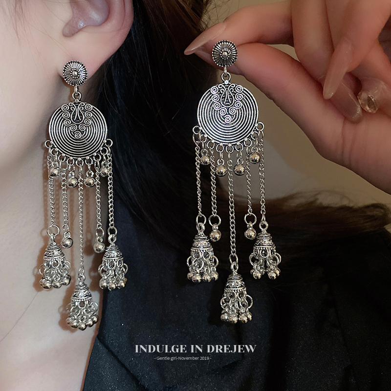 New Chinese Style Retro Miao' S Tassel Earrings Female Accessible Luxury Fancy Elegant Earrings Exaggerated Distressed Ethnic Earrings