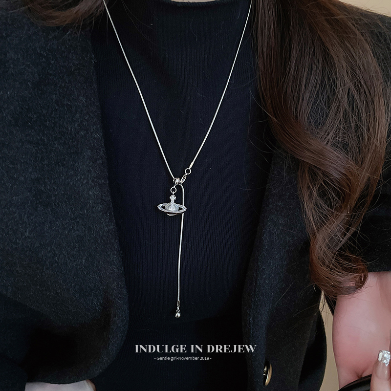 Adjustable Necklace Fancy Light Luxury Minority the Same Sweater Chain of the Queen Mother of the West Women's Summer Season Versatile Accessories