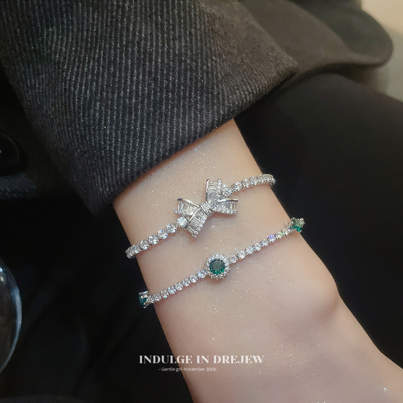 Flash Diamond Bow Adjustable Bracelet Light Luxury Niche Exquisite Bracelet Niche Design Sense Ins Hand Jewelry Women New