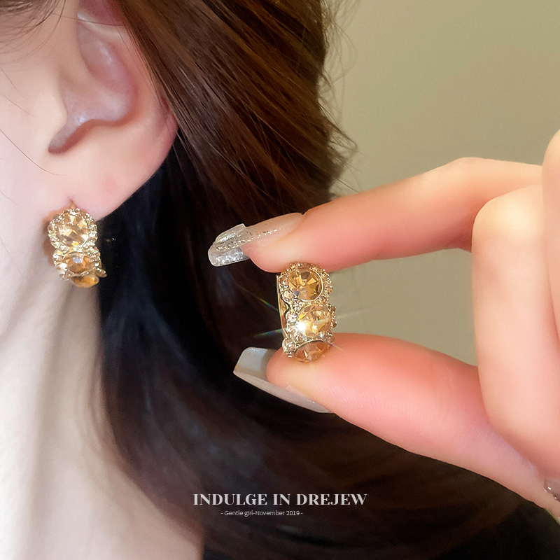 Champagne Zircon Earrings Accessible Luxury Fancy Elegant Hoop Earrings 2025 New Arrival Best Selling Vintage Earrings Women
