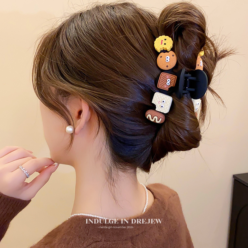 Cute Cartoon Frosted Grip Female Fancy 2025 New Hairpin Back Head Little Cookie Shark Clip Hair Accessories