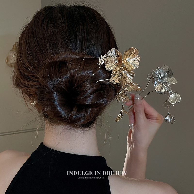 New Chinese Flower U-Shaped Hair Pin Female 2025 New Arrival Best Selling Fancy Hair Claw Hairpin National Style Vintage Hair Accessories