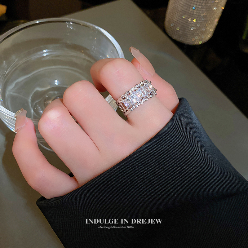 Drejew Open-End Zircon Ring Female Special-Interest Design Fancy Ring 2025 New Arrival Light Luxury Temperament Ring