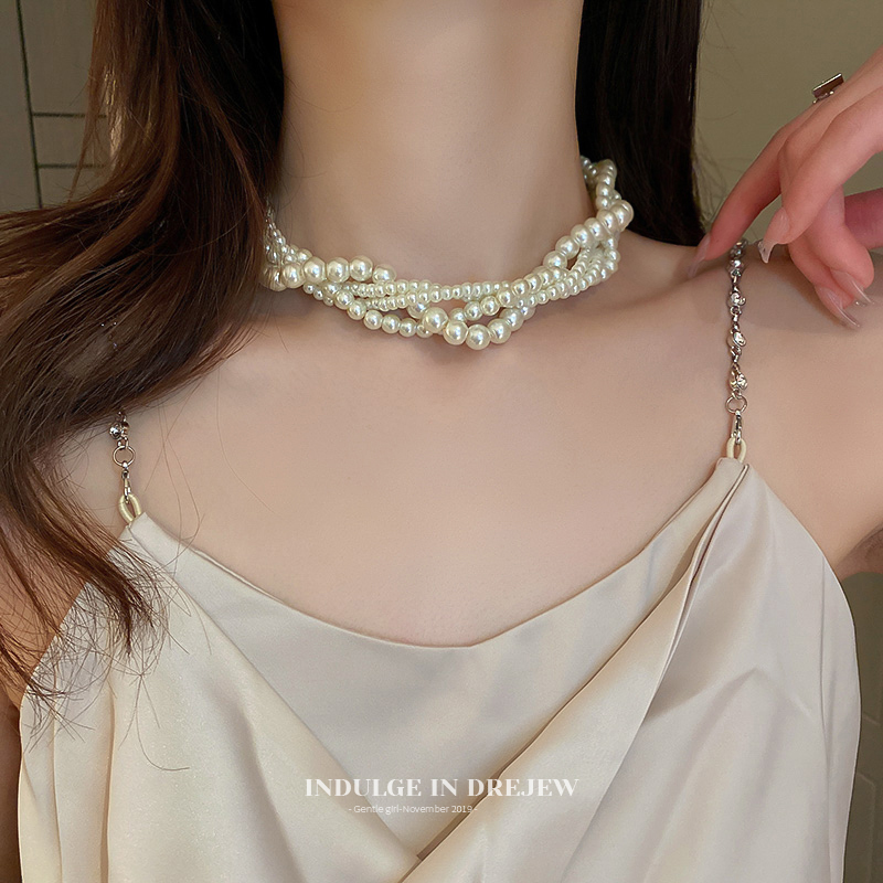 Multi-Layer Winding Short Pearl Necklace Necklace for Women 2025 New Arrival Summer Accessible Luxury Niche Design Necklace Accessories