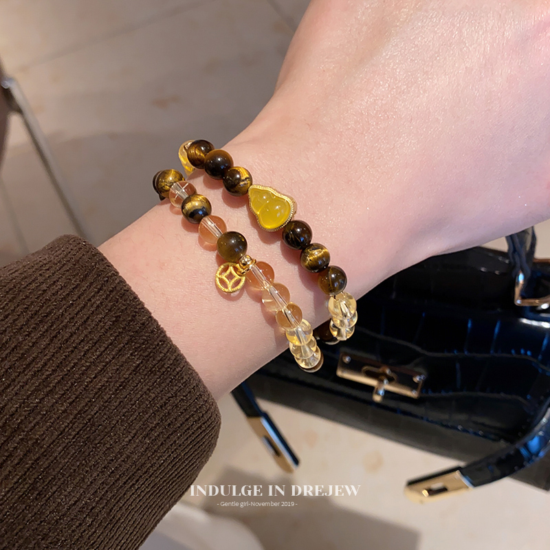 Maillard Retro Gourd Tigereye Twin Bracelet Exquisite Bracelet Accessible Luxury Fancy Bracelet for Women