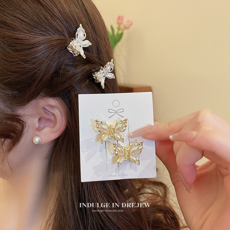 Small Size Pearl Butterfly Barrettes Fancy Grip 2025 New Arrival Shark Clip Hair Volume Less Classy Elegant Hair Accessories Women