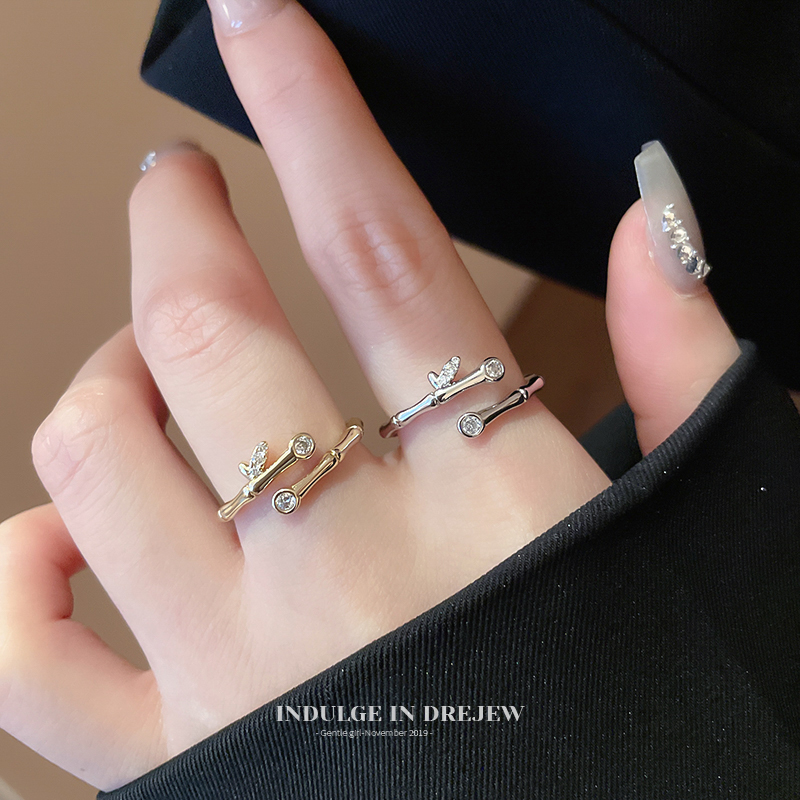 Bamboo Open Ring Female Accessible Luxury Fancy Temperamental Minority Ring Personalized Fashionable All-Match New Arrival Bracelet Accessories
