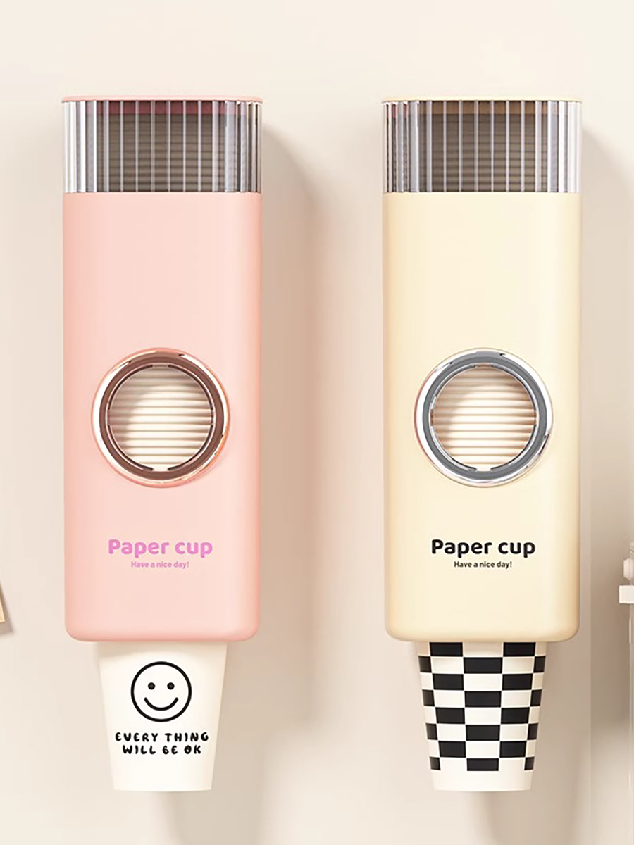 Cream Bows Cup Puller New Arrival Cup Holder For Home ABS Punch-Free Wall Hanging Transparent Space Capsule Household Cup Holder