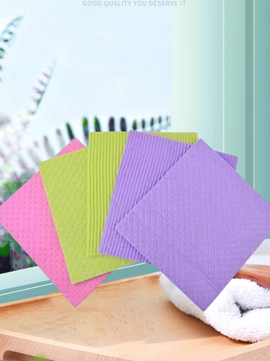 Cellulose Sponge Strong Absorbent Cloth Kitchen Scouring Pad Multi-Functional Cleaning Gadget Dishwashing Oil-Free Durable No Lint