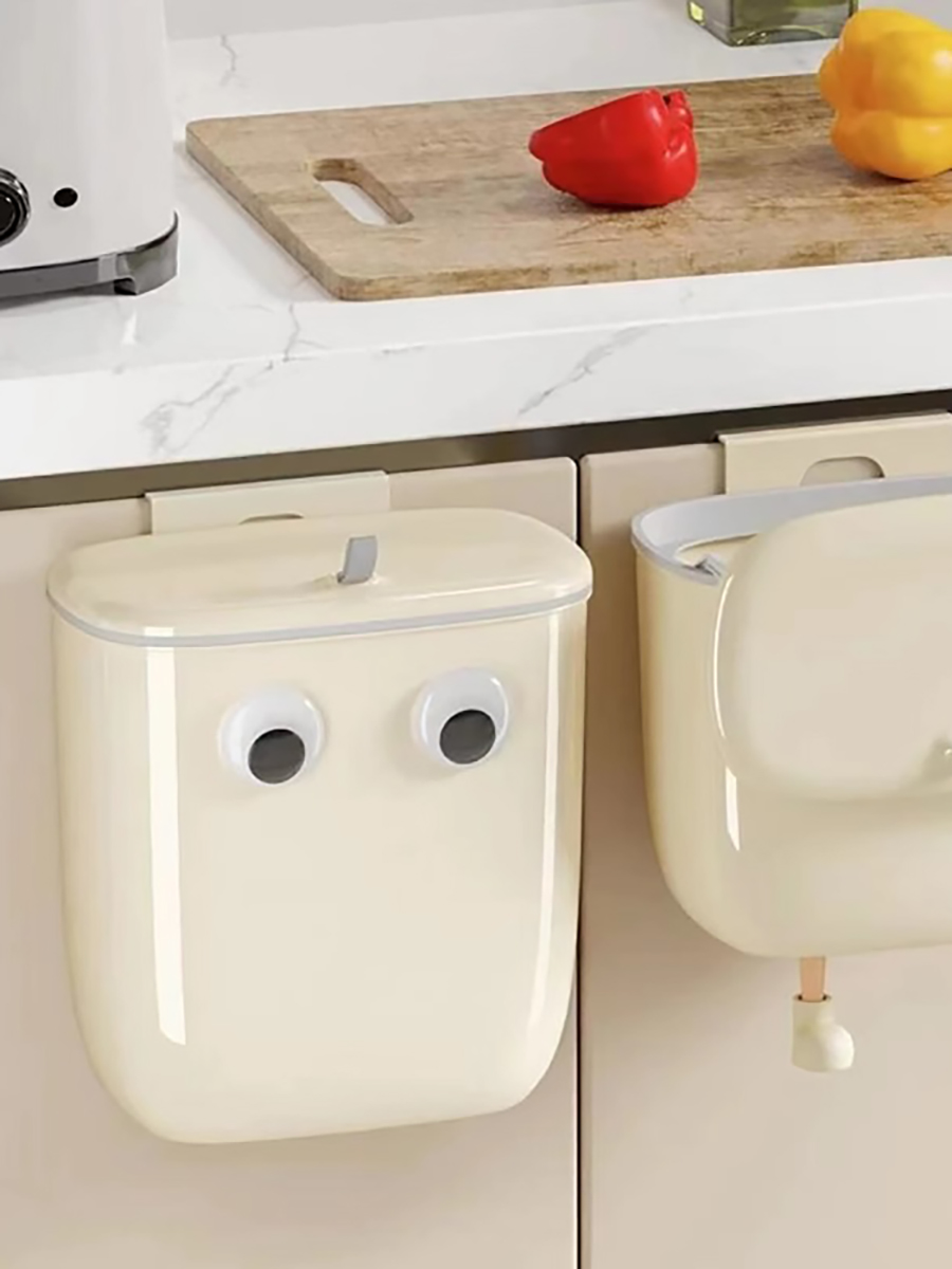 Fun Big Eyes Cute Trash Can Kitchen Wall-Mounted For Home Ins Style Good-looking Living Room Wastebasket Storage Bucket Kitchen Waste