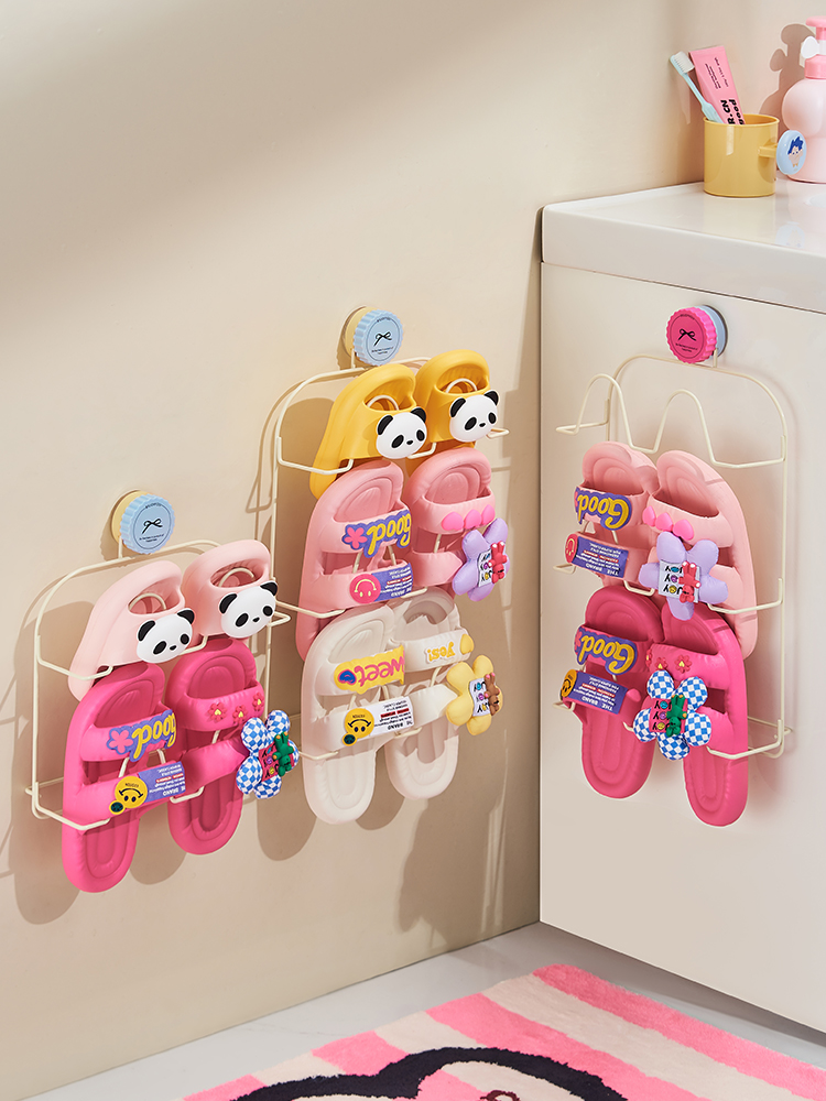 Roman Column Suction Cup Slipper Rack Home Bathroom Punch-Free Toilet Wall Drain Slippers Storage Hook Storage Rack