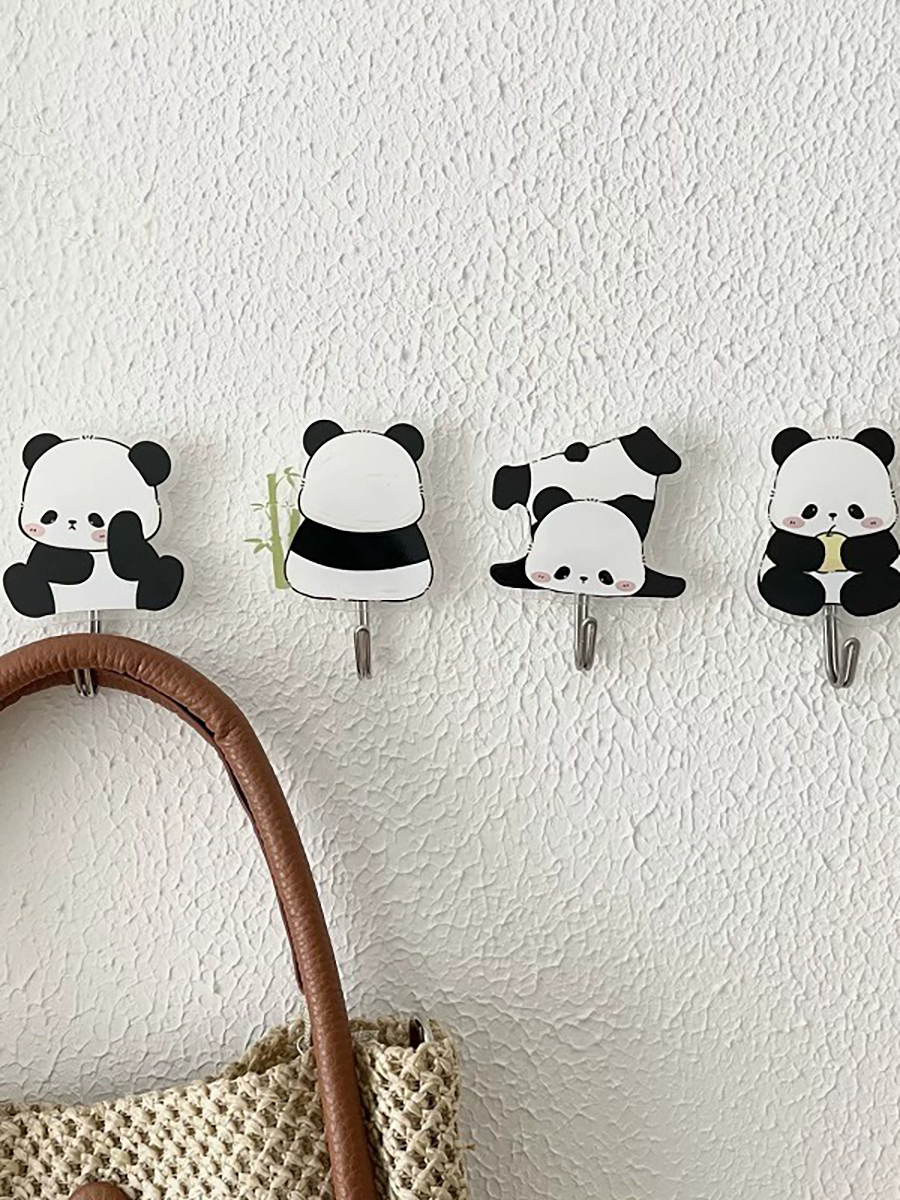 Cartoon Panda Hook Gift Style Bathroom Rack behind the Door Cute Acrylic No Trace Wall-Mounted Punch-Free