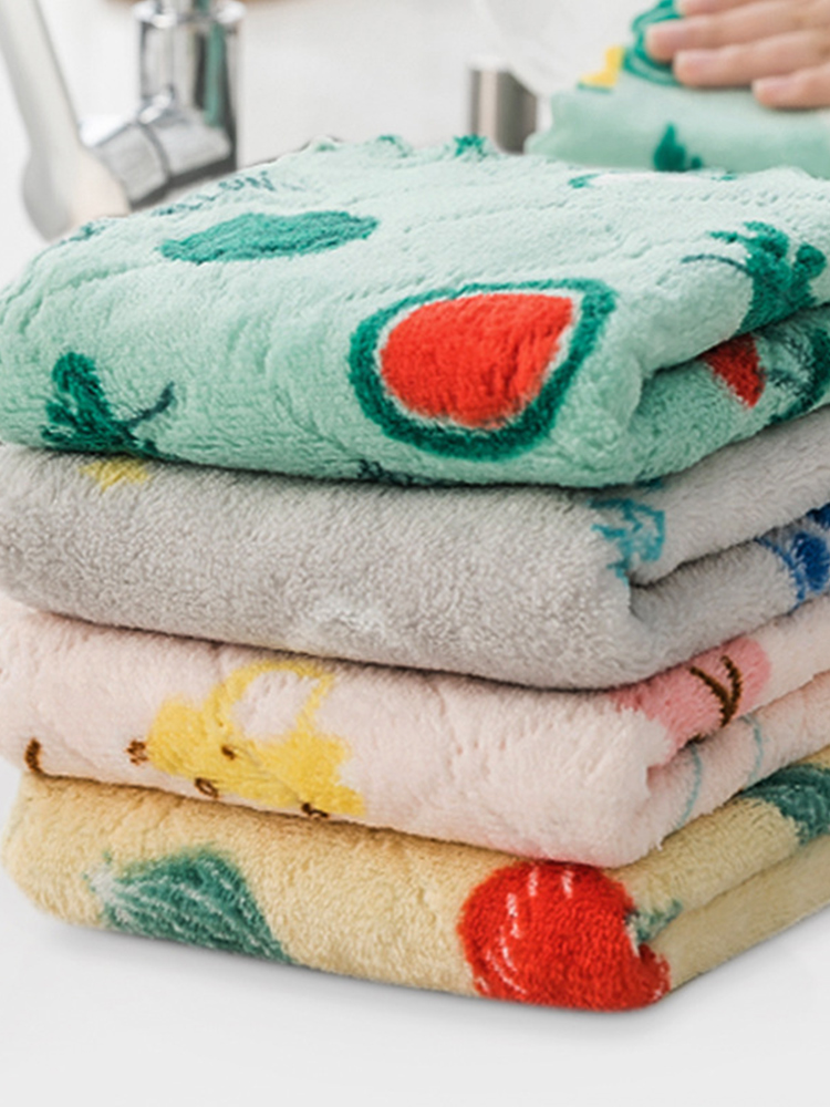 Print Coral Velvet Rag Kitchen Special Cleaning Cloth Absorbent Lint-Free Oil-Free Scouring Pad Stove Dishcloth