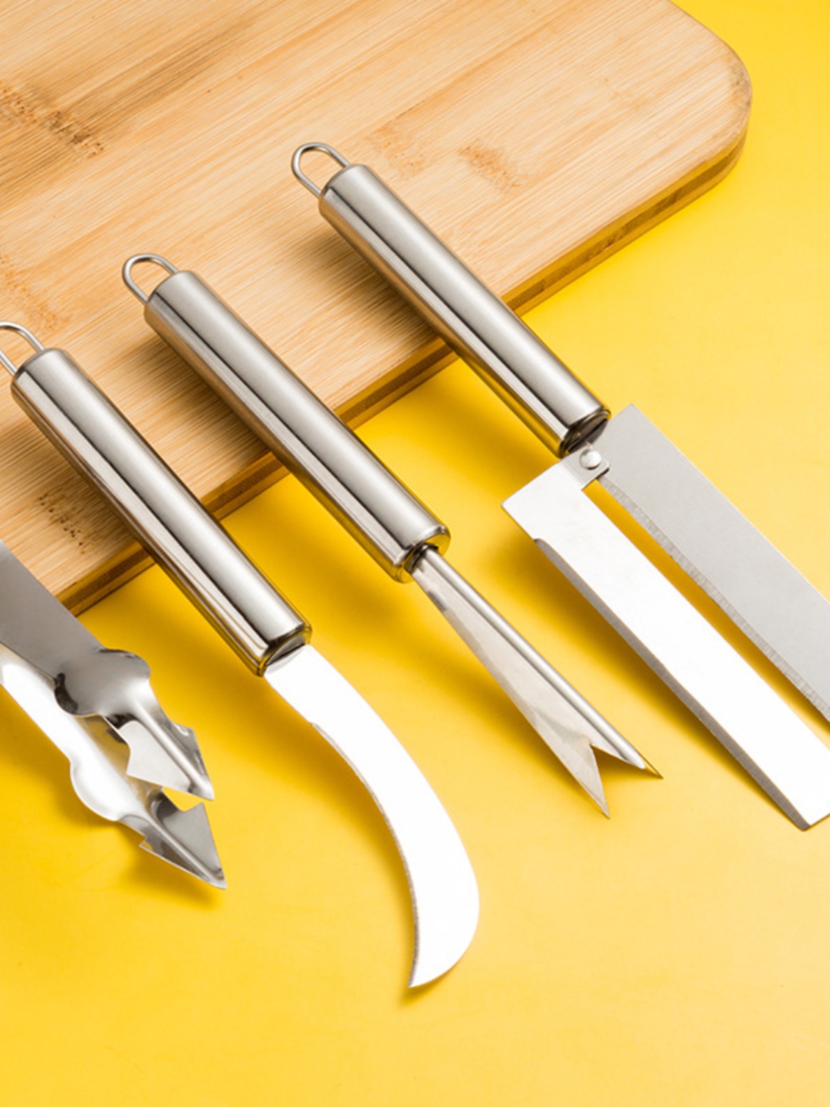 Fruit Cutting Four-Piece Stainless Steel V-Shaped Pineapple Core Remover Peeling Tool Matchet Pineapple Cutting Peeler