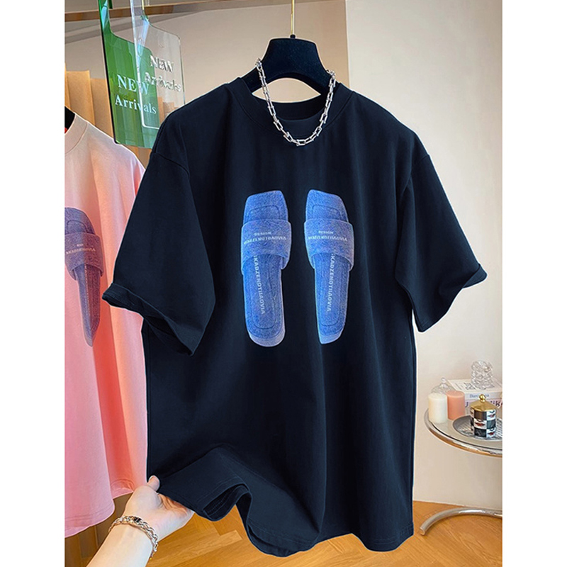 Plus Size Summer New Arrival Chic Print Short-Sleeved T-shirt Female 2024 European Goods Loose Cotton Half Sleeves Bottoming Shirt Tops