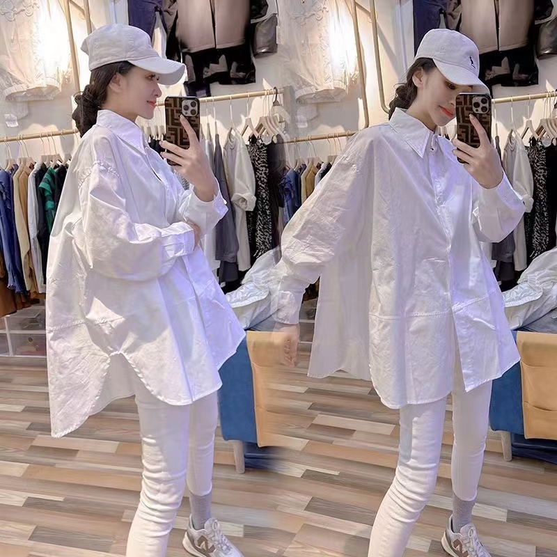 Extra Large Size 1.00 Kg-150.00 kg Fat Girl Fashion Shirt for Women Spring and Autumn New Arrival Casual Easiest for Match Loose Long Sleeve Thin Shirt