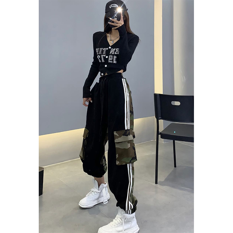 European Goods Plus Size 1.00 Kg-150.00 kg Camouflage Workwear Ankle Banded Pants Female Summer Fashion Loose Casual Harem Loose Pants Tide