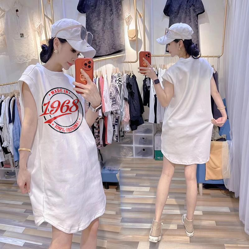 Chubby Girl 1.00 Kg-150.00 kg Plus Size Summer New Arrival Letter Print Sleeveless T-shirt Skirt Casual Loose Fashionable Vest Skirt
