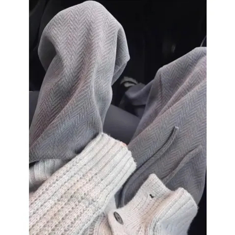 Hong Kong Style Retro Herringbone Chenille Plus Size Loose Pants Women's Fall and Winter High Waist Drooping Fleece-lined Thickened Casual Pants Fashion