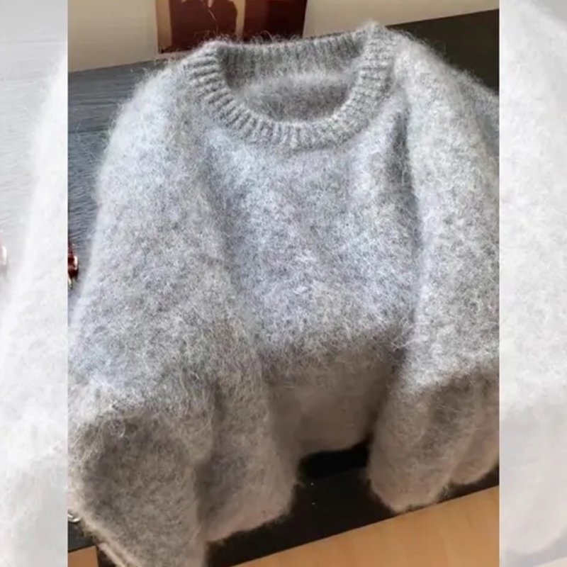Plus Size Loose and Lazy Style Artificial Mink Fur Sweater Female Winter Thickened Soft Glutinous Hip-Covering Knitwear Fancy Tops
