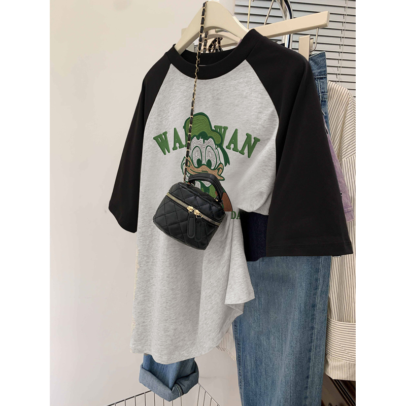 Pure Cotton Summer Cartoon Short Sleeve T-shirt Men and Women K-style Plus Size Loose Hong Kong Style Ins Tide Couple Half-Length Sleeve Versatile Tops