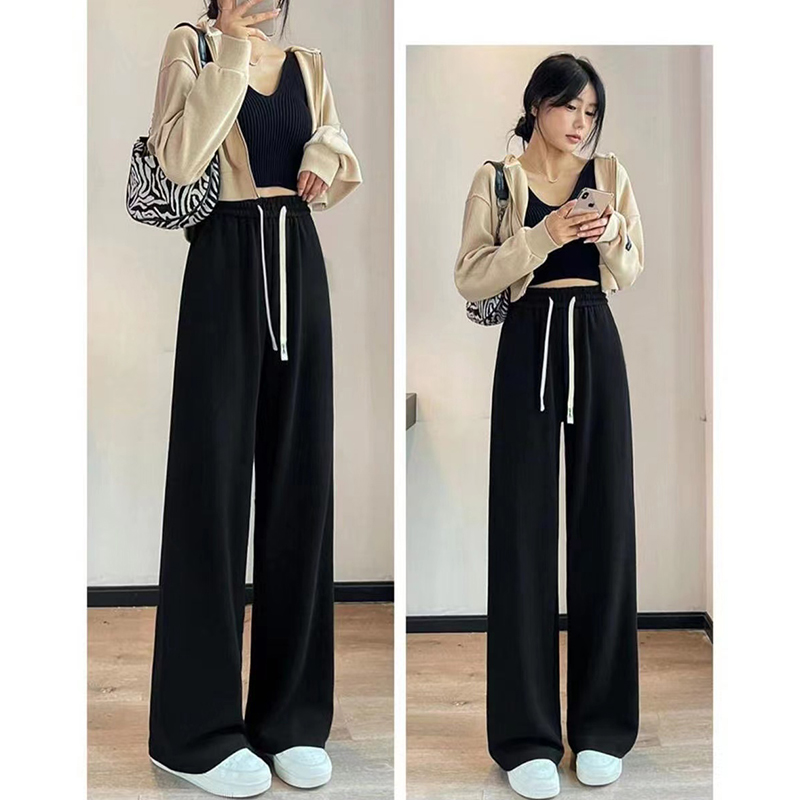 over Plus Size 1.00 Kg-150.00 kg Loose Pants Female Spring/Summer New Arrival High Waist Loose and Slimming Drooping Straight Ice Silk Casual Pants