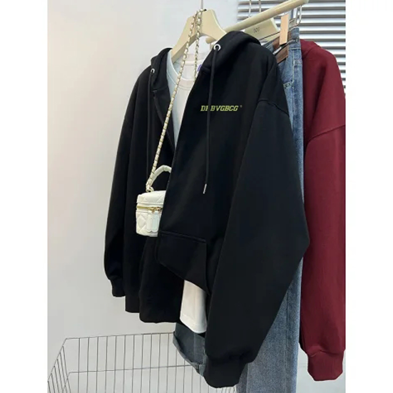 Plus Size American Retro Print Velvet Padded Hooded Sweatshirt Men and Women Oversize Loose Fashion Brand Couple Autumn Tops