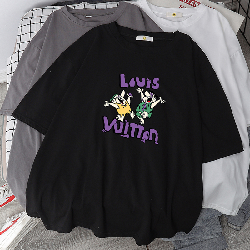 Pure Cotton Short-Sleeved T-shirt Female 2024 Summer New Arrival K-style Loose plus-Sized mm 100.00kg Half Sleeve T-shirt