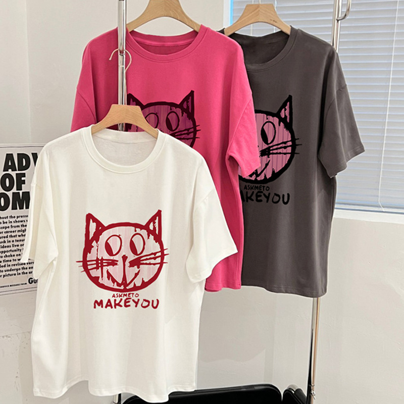 Extra Large Size 1.00 Kg-150.00 Kg Pure Cotton High Quality Loose Short Sleeve T-shirt Female 2024 Summer New Arrival K-style T-shirt Top