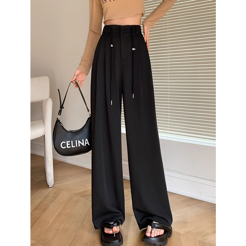 Plus Size Ladies Plus Size 1.00 Kg-150.00 kg Suit Pants for Women Fall and Winter High Waist Straight Mopping Pants Thin Drape Casual Loose Pants