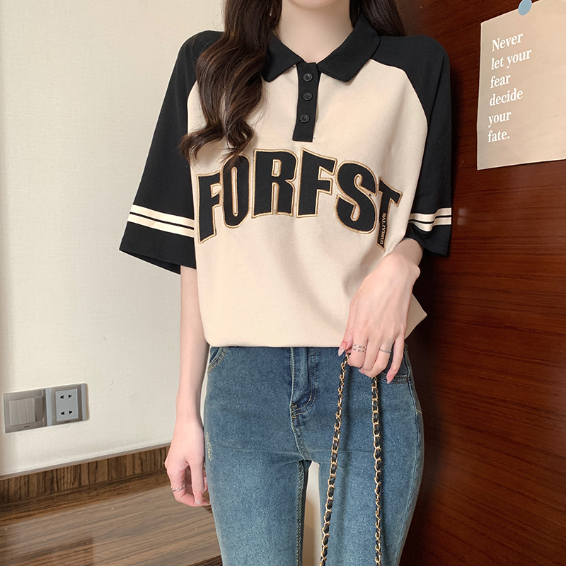 Plus Size Ladies Plus Size Western Style All-Matching Fashion Patchwork Short-Sleeved T-shirt Women's Summer Shoulder Polo Shirt T-shirt Top 100.00kg