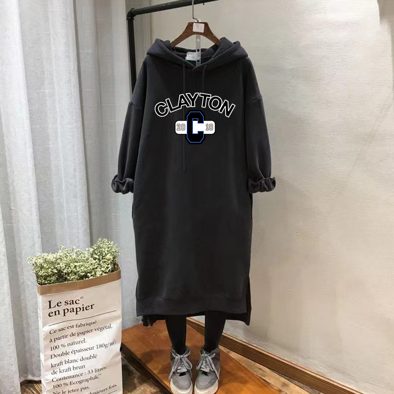 Extra Large Size 120.00kg Sweater Dress Female Fall and Winter K-style Loose and Lazy Style 100.00kg Fleece-lined Thickened Dress and Coat