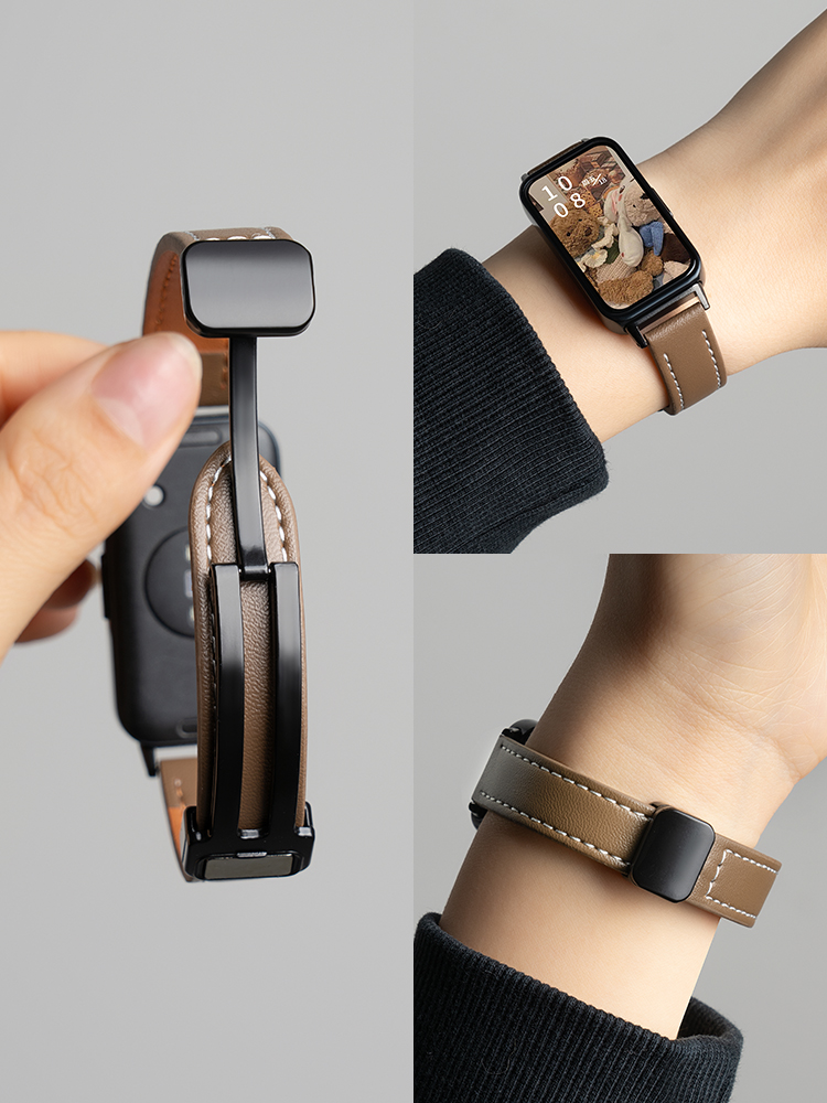 For Huawei Bracelet 9 Strap 8 Watch 7 Glory 9 Sports 6 New Arrival 6pro Accessories Watch Band 9 Generation Leather Bracelet Women's NFC Magnetic Wrist Strap Foldable Metal Buckle Replacement Belt Men
