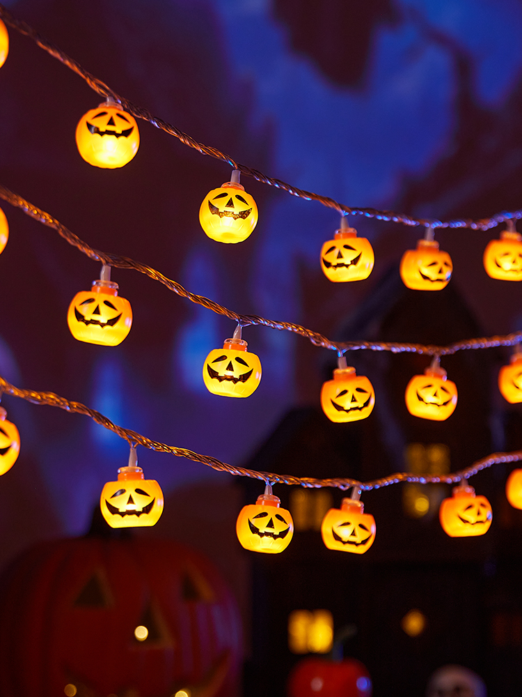 Lantern Pumpkin Lighting Chain Halloween Scene Decorative Ornaments Glowing Props Shopping Mall Party Photography Atmosphere Props