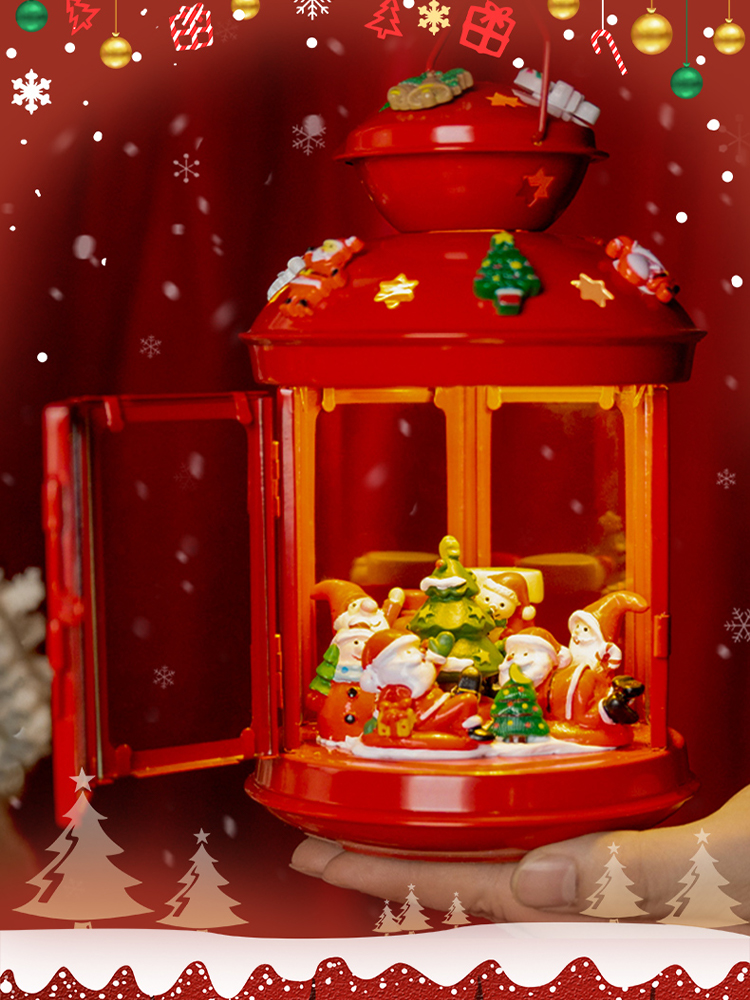 Christmas Decoration Props Small Ornaments Portable Lamp DIY Material Package Santa Claus Party Scene Cloth Setting