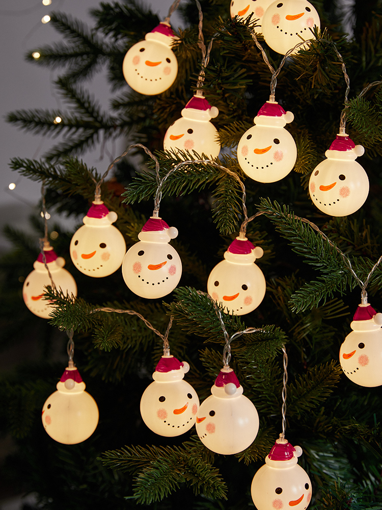 Christmas Tree Snowman Decoration Luminous Lighting Chain Small Colorful Ball Christmas Decoration Supplies Arrange Hangings Pendant Props