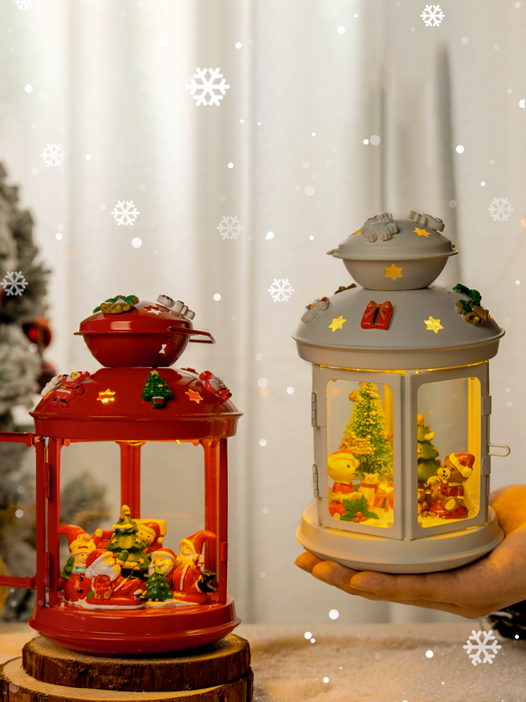 Christmas Decoration Props Small Ornaments Portable Lamp DIY Material Package Santa Claus Party Scene Cloth Setting