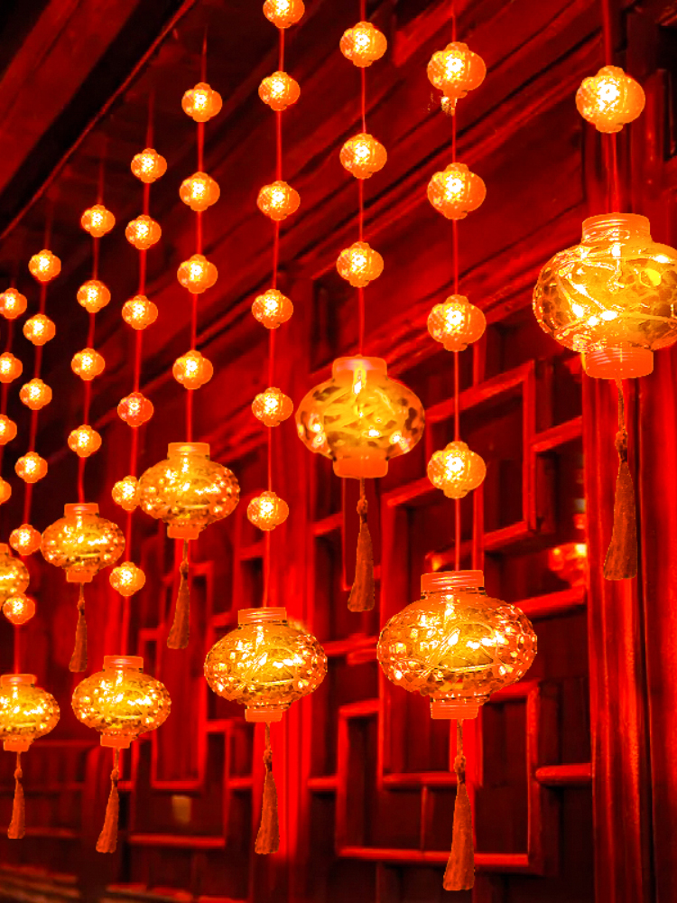 2025 Spring Festival Color String Starry Lantern Curtain Light Bar Luminous Led Hanging Lamp Ambience Light Decorative Lights New Year
