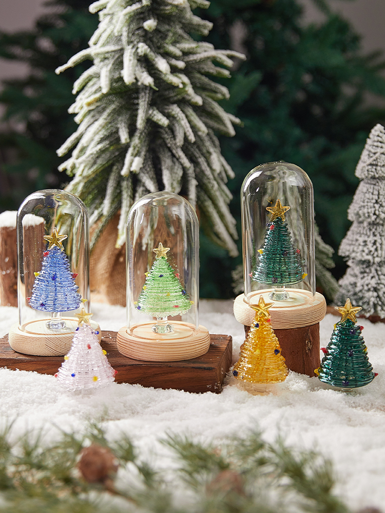 Christmas Decoration Holiday Atmosphere Colored Glaze Christmas Tree Personalized Creative Colored Glass Desktop Scene Layout Photo Props