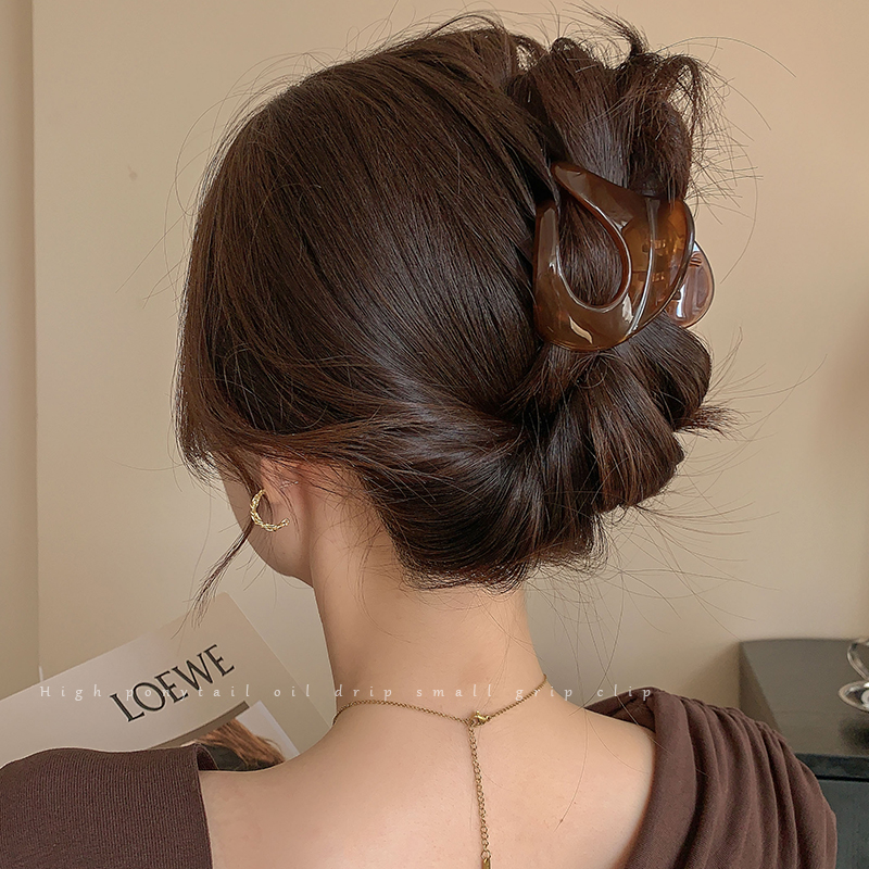 Transparent Pumpkin Grip Women's Medium Fancy Back Head Updo Hairpin Fall and Winter Maillard Shark Clip Hair Accessories