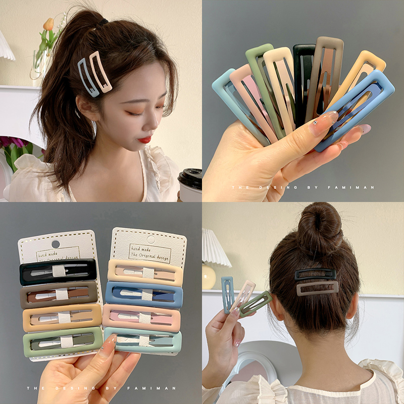 Morandi Bangs Hair Clip for Broken Hair Color Elegant Side Clip Internet Celebrity Back Head Minimalist BB Clip Hair Clip Headdress Female