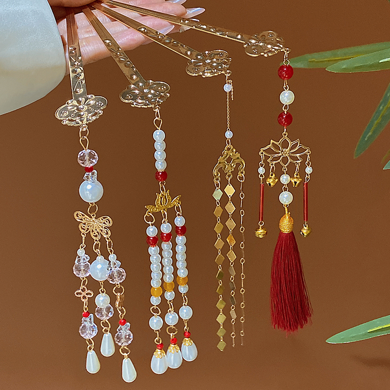 Ancient Style Long Tassel Hairpin Female 2024 New Arrival Back Head National Style Updo Pin Hair Clasp Han Dynasty Cheongsam Headdress