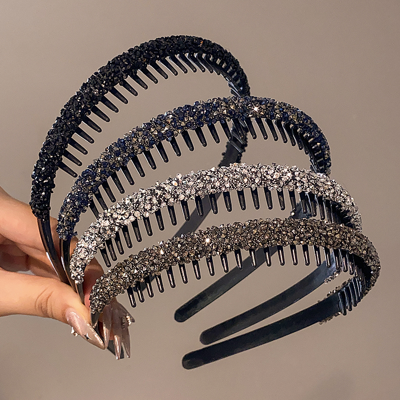 Rhinestone Toothed Non Slip Headband Women's for Face Wash Hairpin 2024 New Arrival Wash Hair Fixer Bundle Headdress Hair Hoop