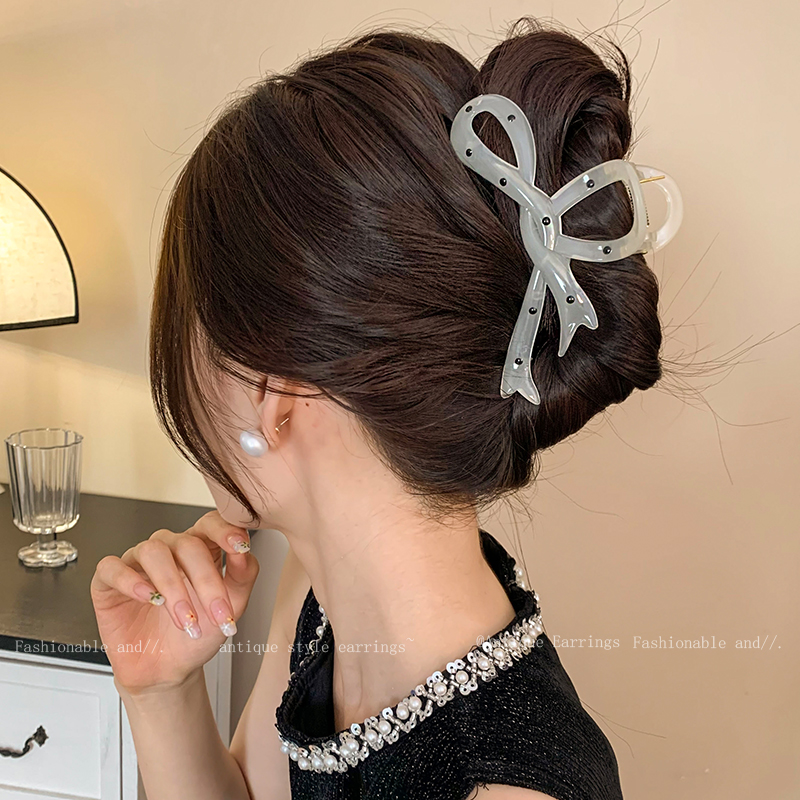 Cute Polka Dot Grip Women's Fancy Large Updo Shark Clip Back Head Hair Band Easiest for Match Hair Clip Headdress