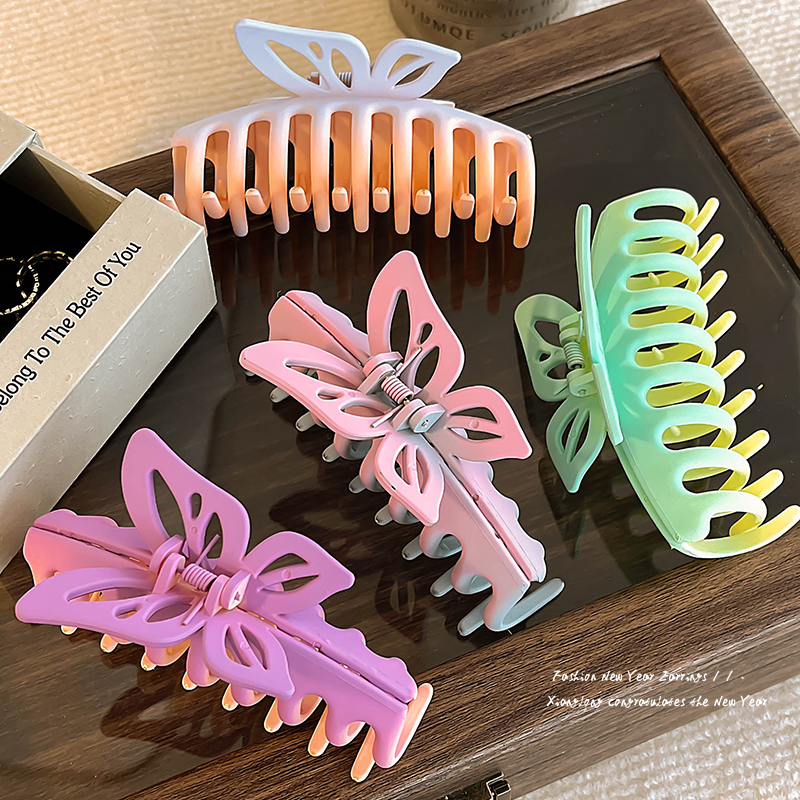 Gradient Color Keel Butterfly Grip Female 2024 New Arrival Frosted Back Head Hair Clip Shark Clips Hairpin Headdress
